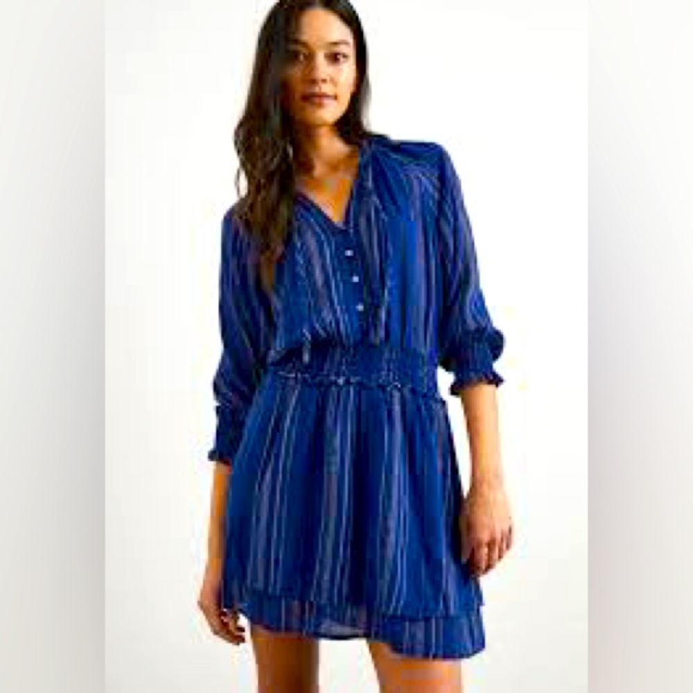 Rails Blue Long Sleeve Dress